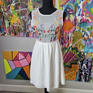 bar lll front row Embroidered Dress Sheer Bodice Size XS